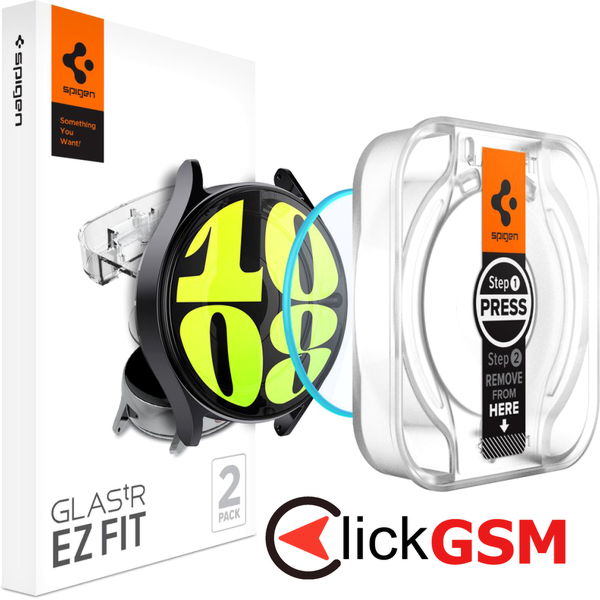 Spigen - Glas.tR EZ Fit (2 pack) - Samsung Galaxy Watch7?44mm - Clear
