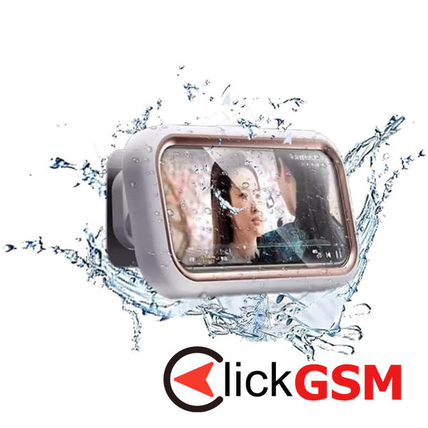 Techsuit - Phone Holder (LC-999) - Wall Box Case, Anti-Fog, Retractable, Adjustable, Waterproof, for 4-7inch Phones - Gold White