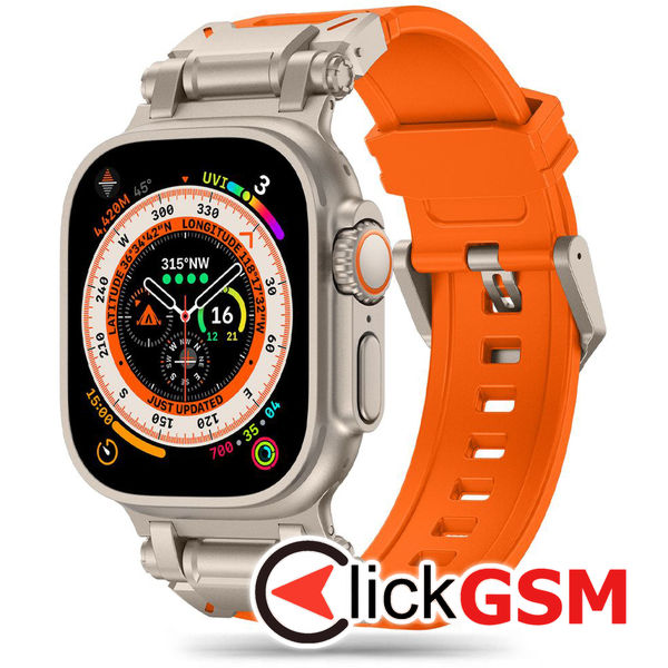 Techsuit - Watchband (W064) - Apple Watch 1/2/3/4/5/6/7/8/9/SE/SE 2/Ultra/Ultra 2 (42/44/45/49mm) - Titanium Silver Orange