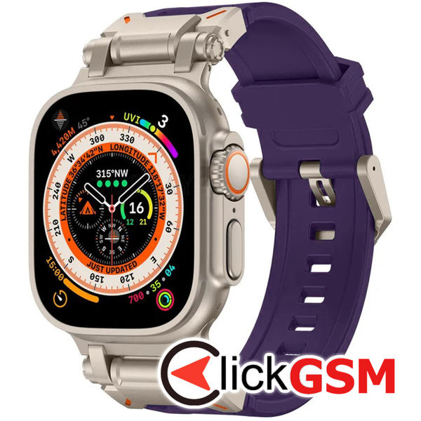 Techsuit - Watchband (W064) - Apple Watch 1/2/3/4/5/6/7/8/9/SE/SE 2/Ultra/Ultra 2 (42/44/45/49mm) - Titanium Silver Purple