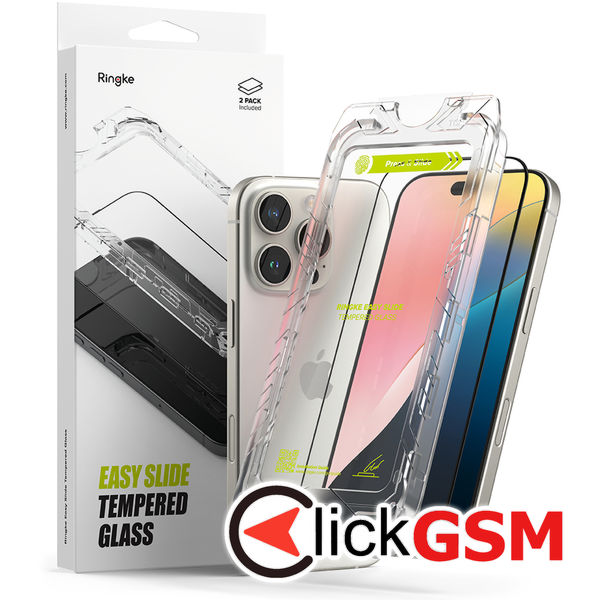 Ringke - Easy Slide Tempered Glass (2 pack) - iPhone 16 Pro Max - Clear