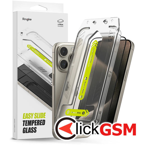 Ringke - Easy Slide Tempered Glass (2 pack) - iPhone 16 Pro - Clear
