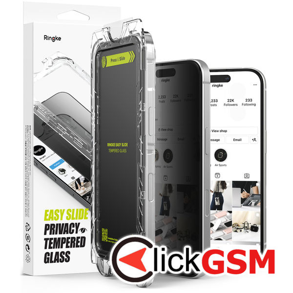 Ringke - Easy Slide Tempered Glass (2 pack) - iPhone 16 Pro - Privacy