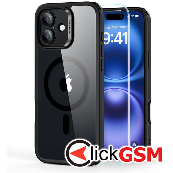 ESR - Classic Hybrid HaloLock + Screen Protector - iPhone 16 Plus - Clear / Black