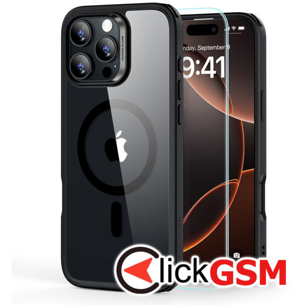 ESR - Classic Hybrid HaloLock + Screen Protector - iPhone 16 Pro Max - Clear / Black