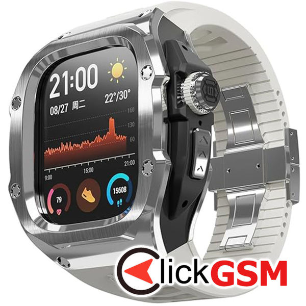 ShellBox - Waterproof IP68 + Watchband - Apple Watch 7 / 8 / 9 (45mm) - Silver