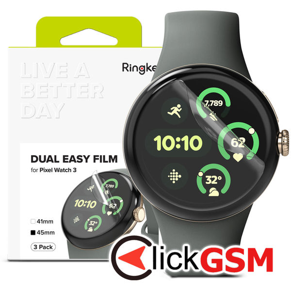 Ringke - Dual Easy Film (3 pack) - Google Pixel Watch 3 45mm - Clear