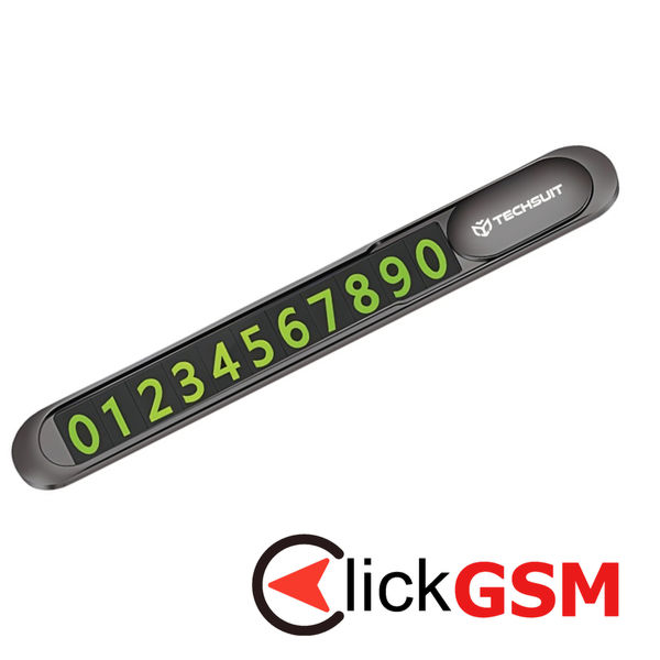Techsuit - Premium Phone Number Plate (PNP1) - for Temporary Parking, Zinc Alloy - Black