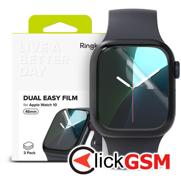 Ringke - Dual Easy Film (3 pack) - Apple Watch 10 46mm - Clear