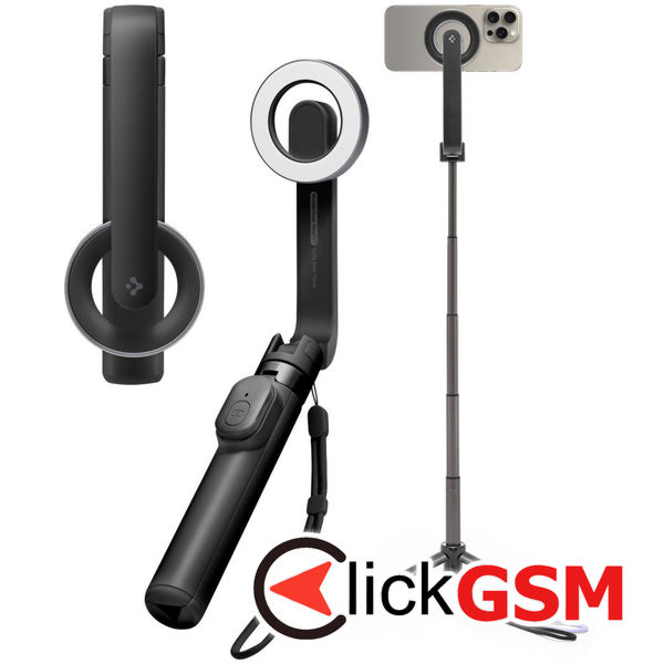 Spigen - Selfie Stick (S571W) - MagSafe Compatible, with Tripod, Stable, Bluetooth, for iOS and Android - Black