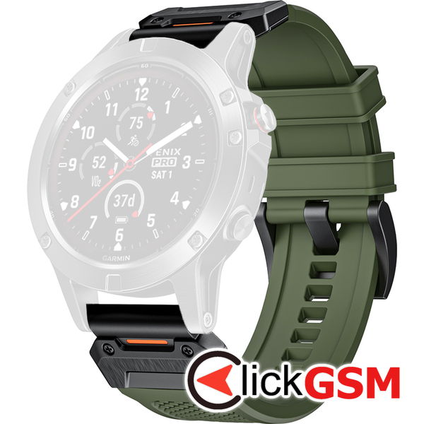 Techsuit - Watchband QuickFit 22mm (W068) - Garmin Fenix 5/5 Plus 6/6 Pro/7/Forerunner 935/945/Approach S60 - Green / Black