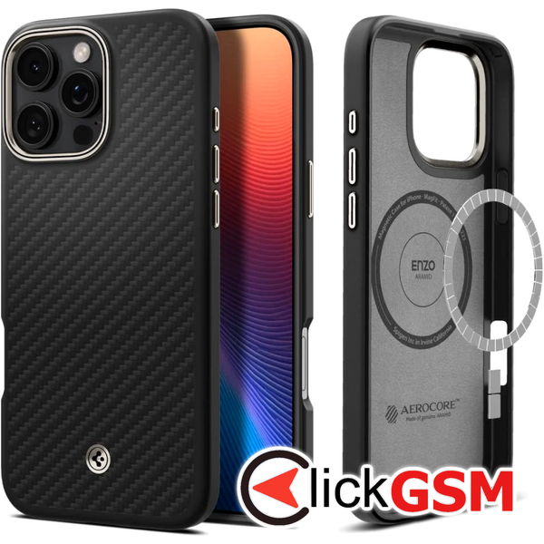 Spigen - Enzo Aramid - iPhone 16 Pro - Black / Silver