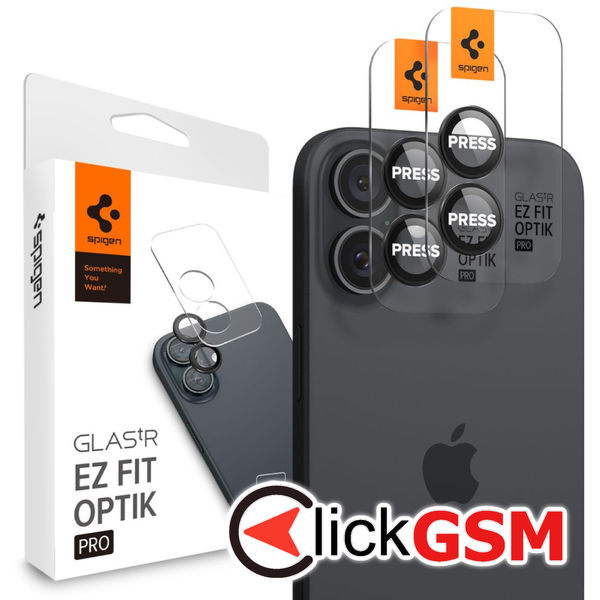 Spigen - Optik.tR EZ Fit Pro Camera Glass (2 pack) - iPhone 16 / iPhone 16 Plus - Black