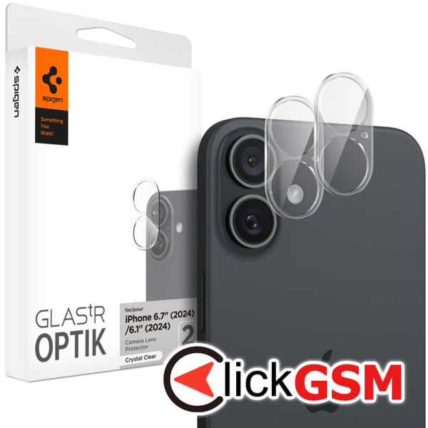 Spigen - Optik.tR Camera Glass (2 pack) - iPhone 16 / iPhone 16 Plus - Clear