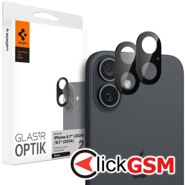 Spigen - Optik.tR Camera Glass (2 pack) - iPhone 16 / iPhone 16 Plus - Black