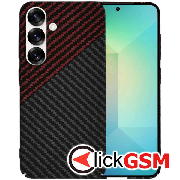 Techsuit - Carbonite FiberShell - Samsung Galaxy S25 - Red Vortex