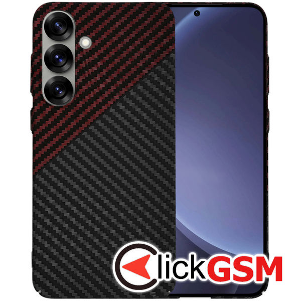 Techsuit - Carbonite FiberShell - Samsung Galaxy S25 Plus - Red Vortex