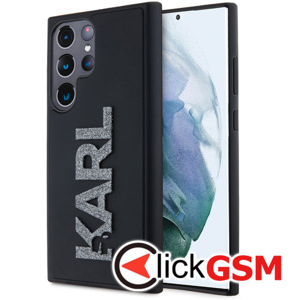 Karl Lagerfeld - 3D Design (KLHCS23L3DMBKCK) - Samsung Galaxy S23 Ultra - Rubber Glitter Logo