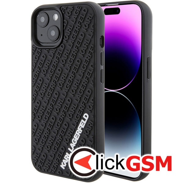 Karl Lagerfeld - 3D Design (KLHCP15S3DMKRLK) - iPhone 15 - Rubber Multi Logo