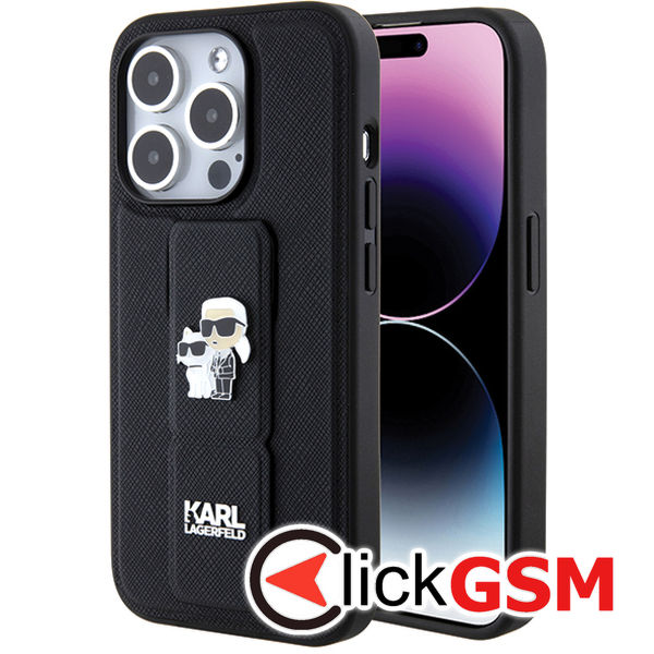 Karl Lagerfeld - Saffiano Gripstand (KLHCP14LGSAKCPK) - iPhone 14 Pro - Karl&Choupette