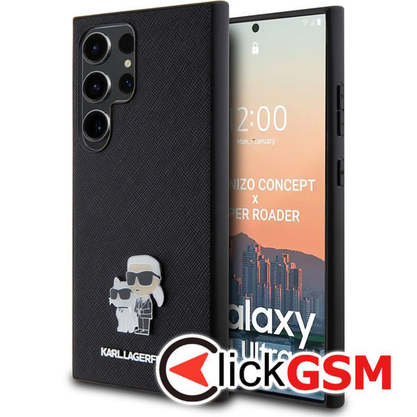 Karl Lagerfeld - Saffiano (KLHCS24LPSAKCMPK) - Samsung Galaxy S24 Ultra - Karl&Choupette Metal Pin