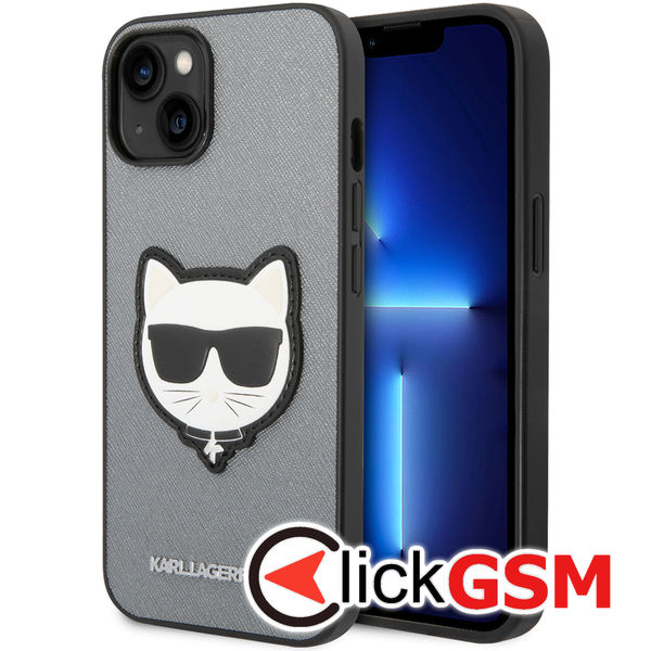 Karl Lagerfeld - Saffiano (KLHCP14MSAPCHG) - iPhone 14 Plus - Silver Choupette Head