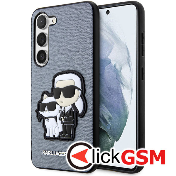Karl Lagerfeld - Saffiano (KLHCS23MSANKCPG) - Samsung Galaxy S23 Plus - Grey Karl&Choupette Metal Pin