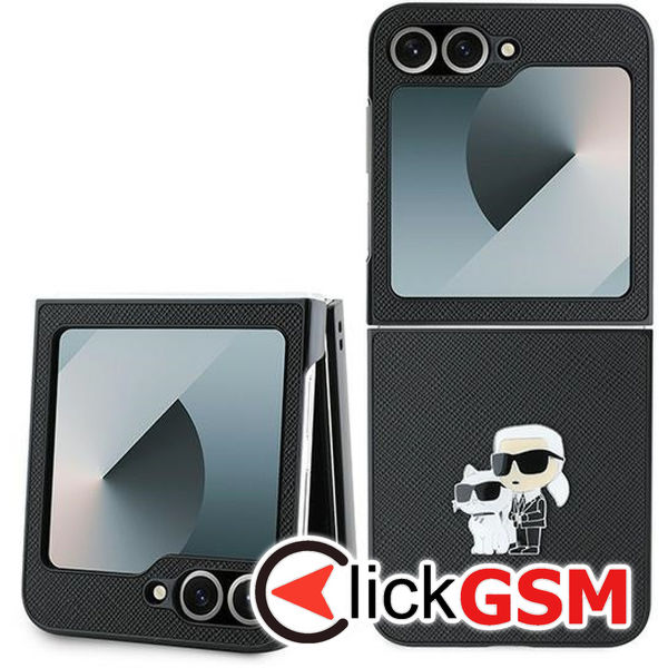 Karl Lagerfeld - Saffiano (KLHCZF6SAPKCNPK) - Samsung Galaxy Z Flip6 - Karl&Choupette Metal Pin