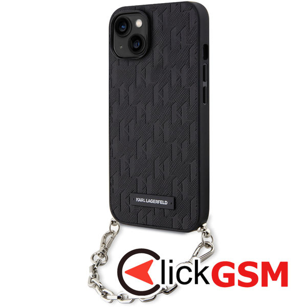 Karl Lagerfeld - Saffiano Monogram Chain (KLHCP14SSACKLHPK) - iPhone 14 - Black