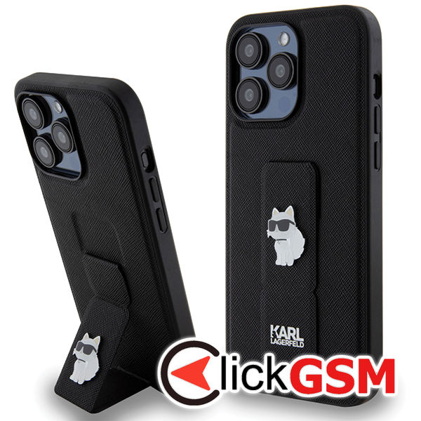 Karl Lagerfeld - Saffiano Gripstand (KLHCP14XGSACHPK) - iPhone 14 Pro Max - Choupette
