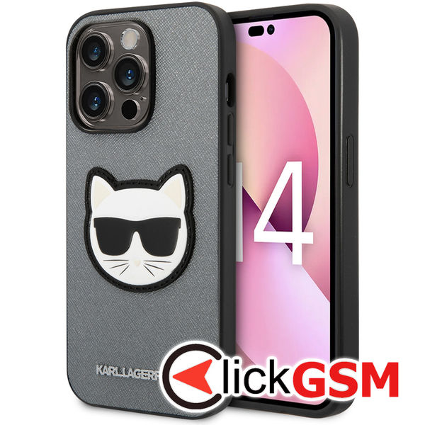 Karl Lagerfeld - Saffiano (KLHCP14XSAPCHG) - iPhone 14 Pro Max - Silver Choupette Head