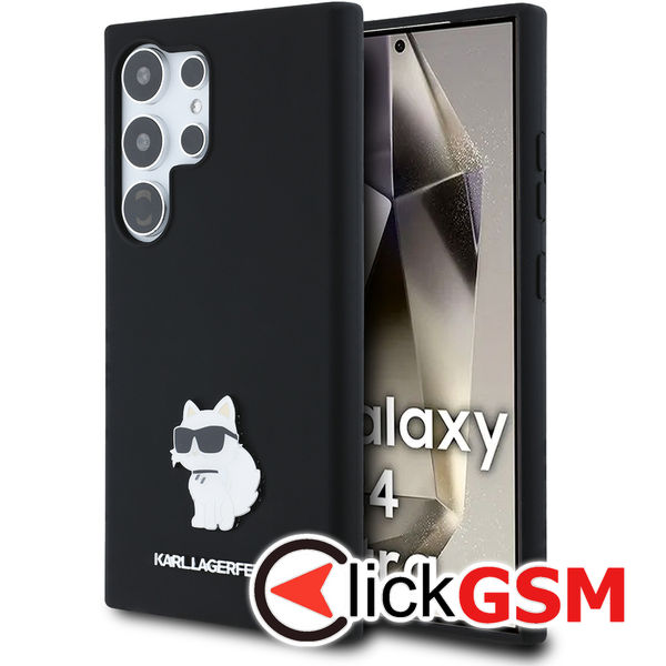Karl Lagerfeld - Silicone (KLHCS24LSMHCNPK) - Samsung Galaxy S24 Ultra - Choupette Metal Pin