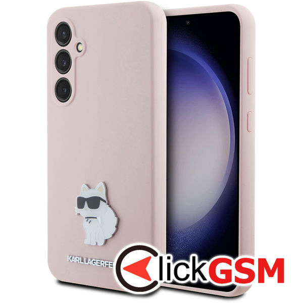 Karl Lagerfeld - Silicone (KLHCS23FESMHCNPP) - Samsung Galaxy S23 FE - Pink Choupette Metal Pin