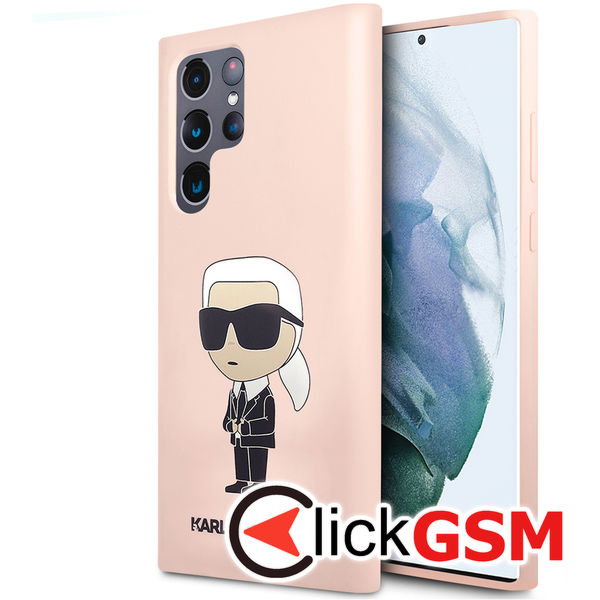Karl Lagerfeld - Silicone (KLHCS23LSNIKBCP) - Samsung Galaxy S23 Ultra - Pink Ikonik
