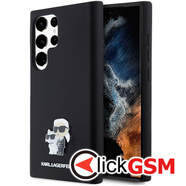 Karl Lagerfeld - Silicone (KLHCS23LSMHKCNPK) - Samsung Galaxy S23 Ultra - Karl&Choupette Metal Pin