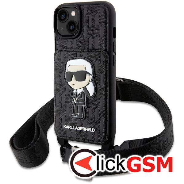 Karl Lagerfeld - Saffiano Crossbody (KLHCP14SCSAKHPKK) - iPhone 14 - Monogram Ikonik