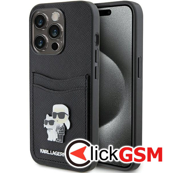 Karl Lagerfeld - Saffiano Cardslot (KLHCP15LSAPKCNPK) - iPhone 15 Pro - Karl&Choupette