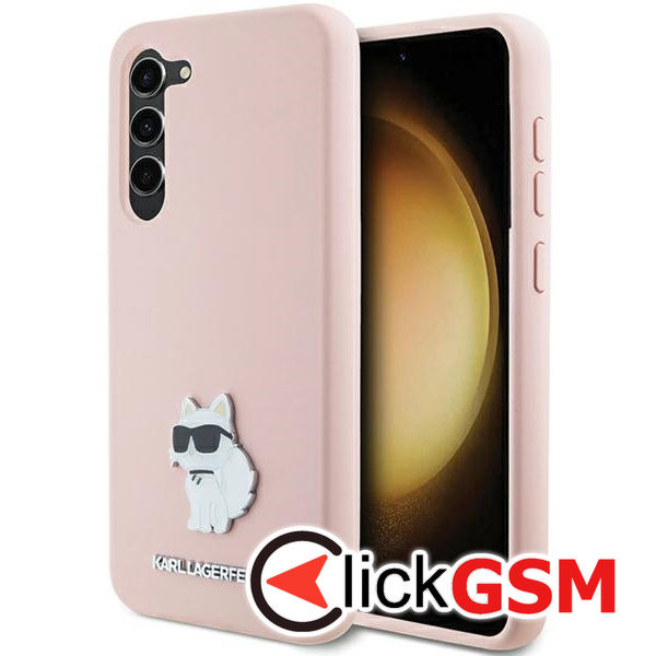Karl Lagerfeld - Silicone (KLHCS23MSMHCNPP) - Samsung Galaxy S23 Plus - Pink Choupette Metal Pin