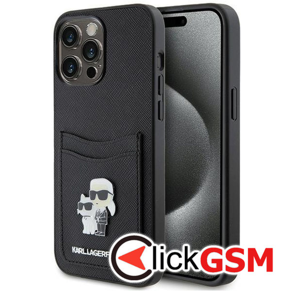 Karl Lagerfeld - Saffiano Cardslot (KLHCP15XSAPKCNPK) - iPhone 15 Pro Max - Karl&Choupette