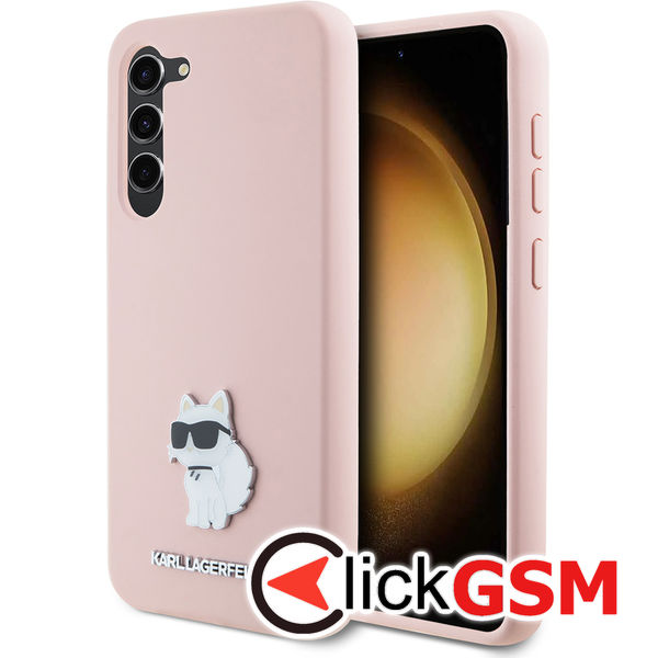 Karl Lagerfeld - Silicone (KLHCS23SSMHCNPP) - Samsung Galaxy S23 - Pink Choupette Metal Pin