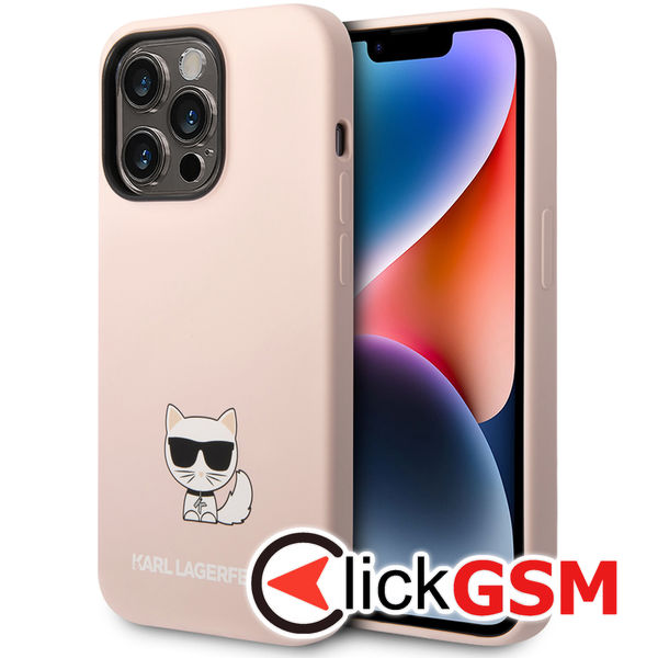 Karl Lagerfeld - Silicone (KLHCP14LSLCTPI) - iPhone 14 Pro - Pink Choupette Body