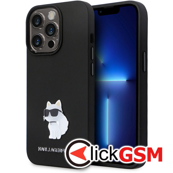 Karl Lagerfeld - Silicone (KLHCP14LSMHCNPK) - iPhone 14 Pro - Choupette Metal Pin