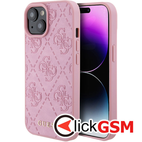 Guess - Leather 4G Stamped (GUHCP15SP4EPMP) - iPhone 15 - Pink