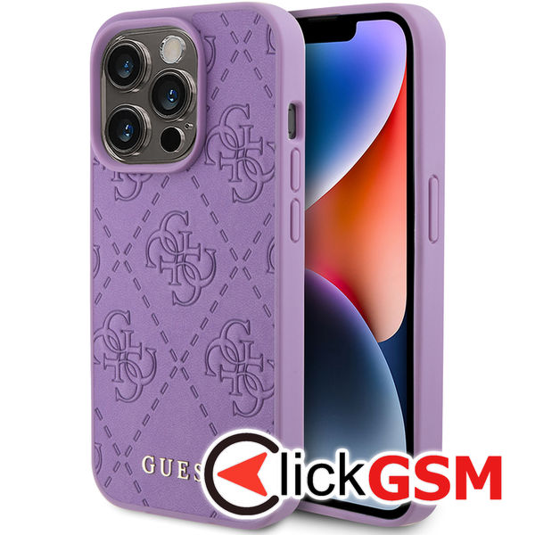Guess - Leather 4G Stamped (GUHCP15XP4EPMU) - iPhone 15 Pro Max - Light Purple
