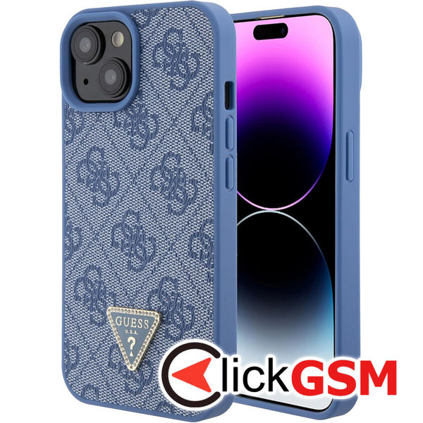 Guess - Leather 4G Triangle Strass (GUHCP15SP4TDPB) - iPhone 15 - Blue