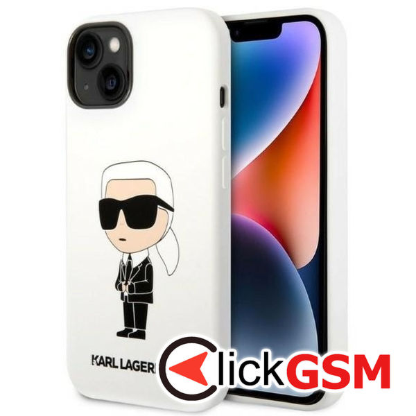 Karl Lagerfeld - Silicone (KLHCP14MSNIKBCH) - iPhone 14 Plus - White Ikonik