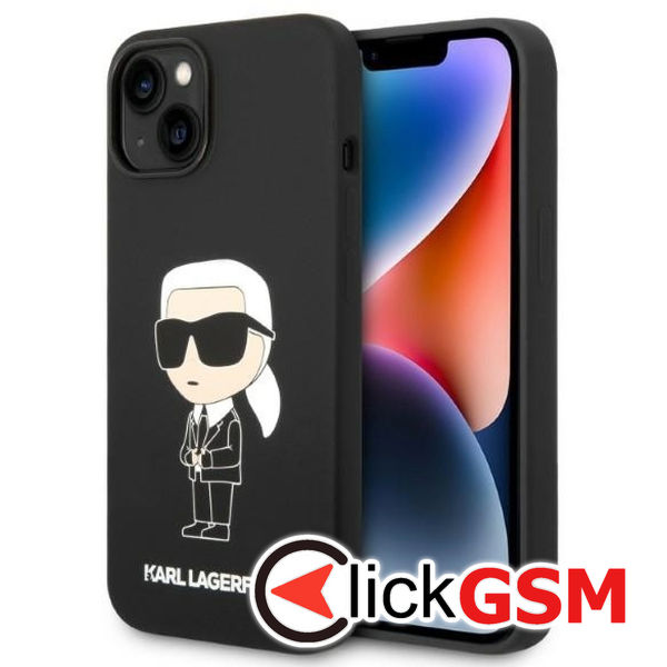 Karl Lagerfeld - Silicone (KLHCP14MSNIKBCK) - iPhone 14 Plus - Black Ikonik