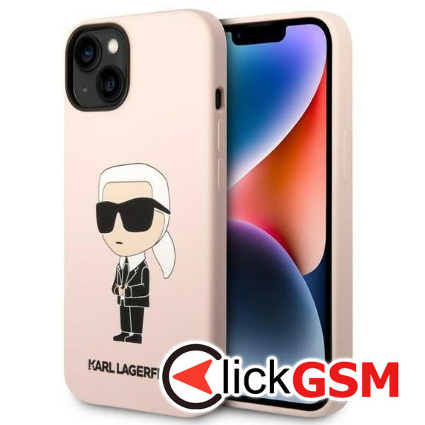 Karl Lagerfeld - Silicone (KLHCP14MSNIKBCP) - iPhone 14 Plus - Pink Ikonik