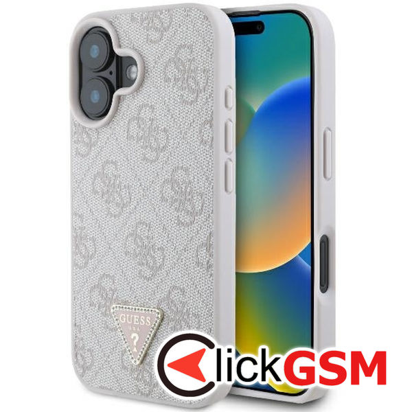 Guess - Leather 4G Triangle Strass (GUHCP16SP4TDPP) - iPhone 16 - Pink