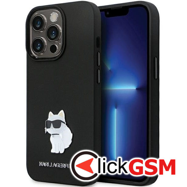 Karl Lagerfeld - Silicone (KLHCP14XSMHCNPK) - iPhone 14 Pro Max - Choupette Metal Pin